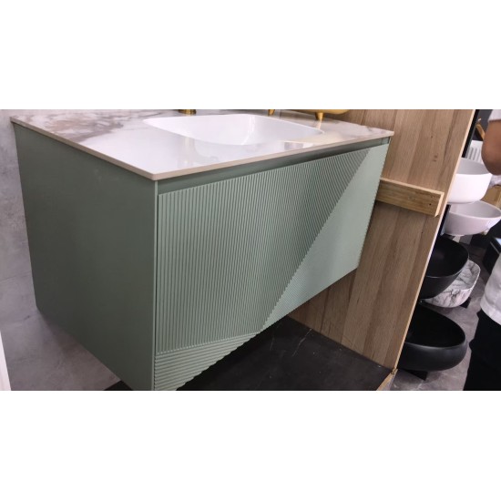 900mm Green Plywood Wall Hung Vanity with Marble Basin 900mm Green Plywood Wall Hung Vanity with Marble Basin